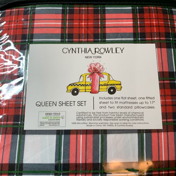 Cynthia Rowley QUEEN Holiday Sheet Set NEW - Picture 3 of 3